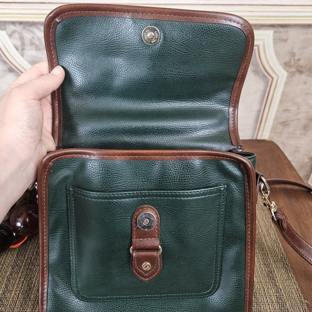 Vintage 1990s Liz Claiborne Handbag Purse Green Brown Crossbody Vtg 90s - Picture 8 of 11